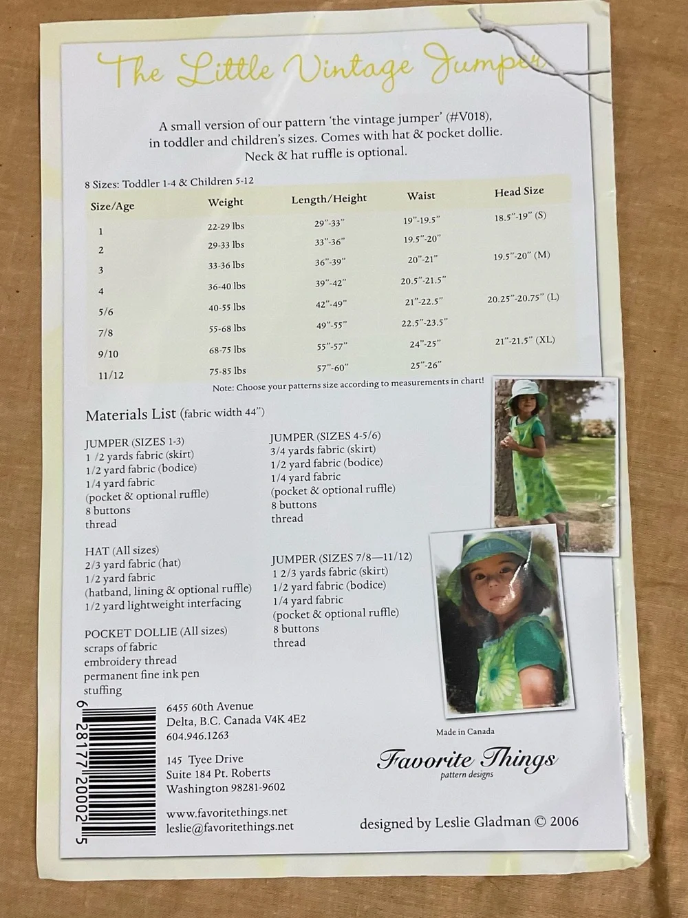Lot of 4 children’s indy sewing patterns uncut, pants-dresses-dolls